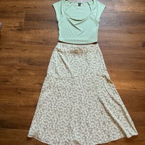 Floral Green Skirt